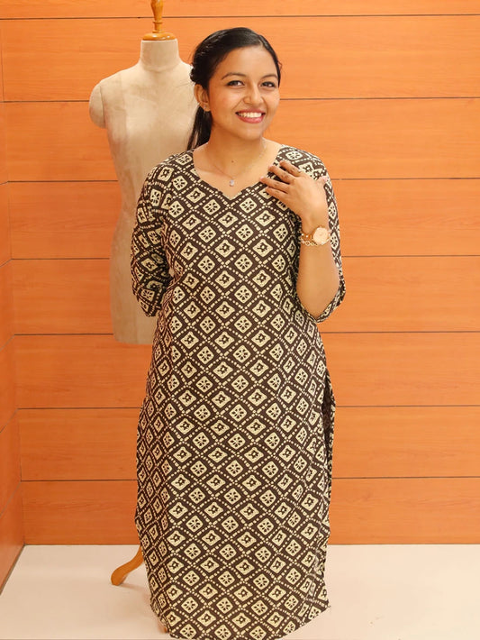 Women's Block Print Kurti - 2 - 1136