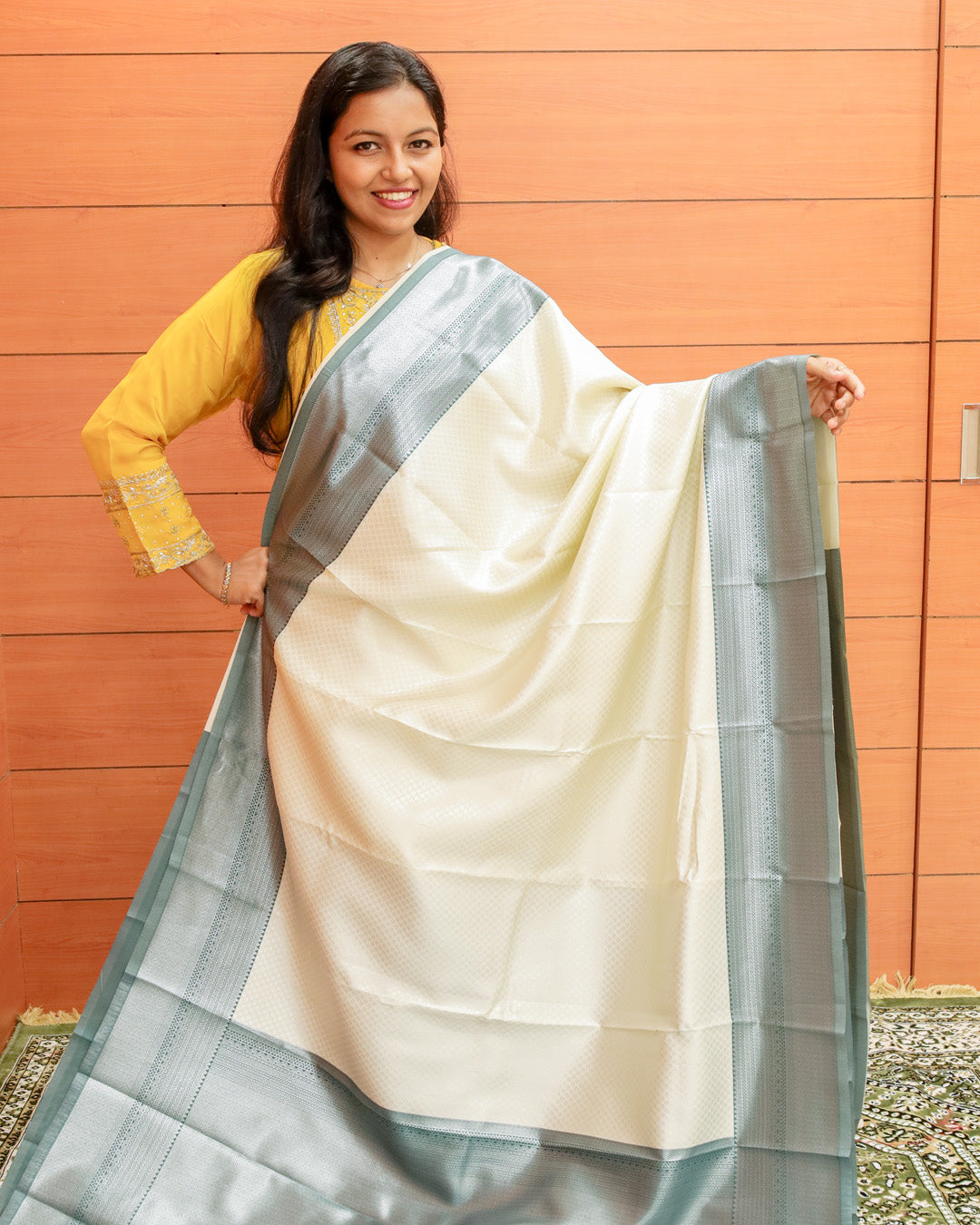 Contrast Semi Silk Sarees - 1145