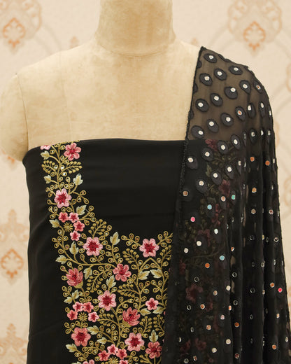 Women's Black Salwar Suit with Mirror Worked Brasso Dupatta - 1167