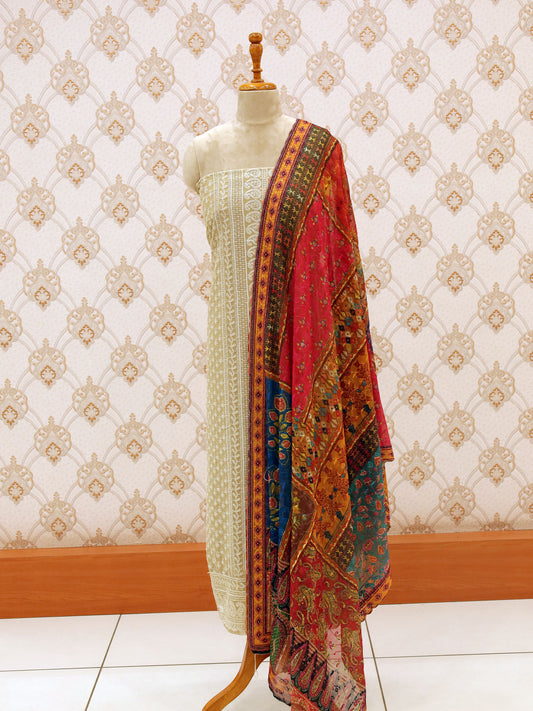 Women's Chickenkari Salwar Suit with Pakistani Dupatta - 1178