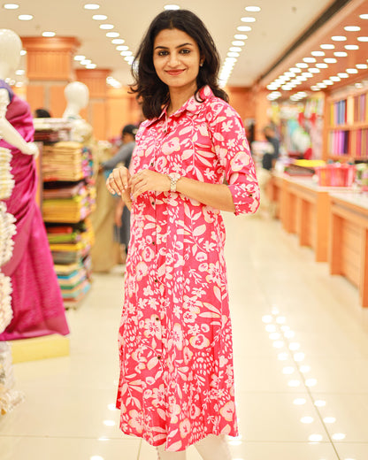 Women's Floral Printed Aline Kurti - 1191