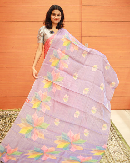 Floral Print Tissue Fancy Sarees - 1196