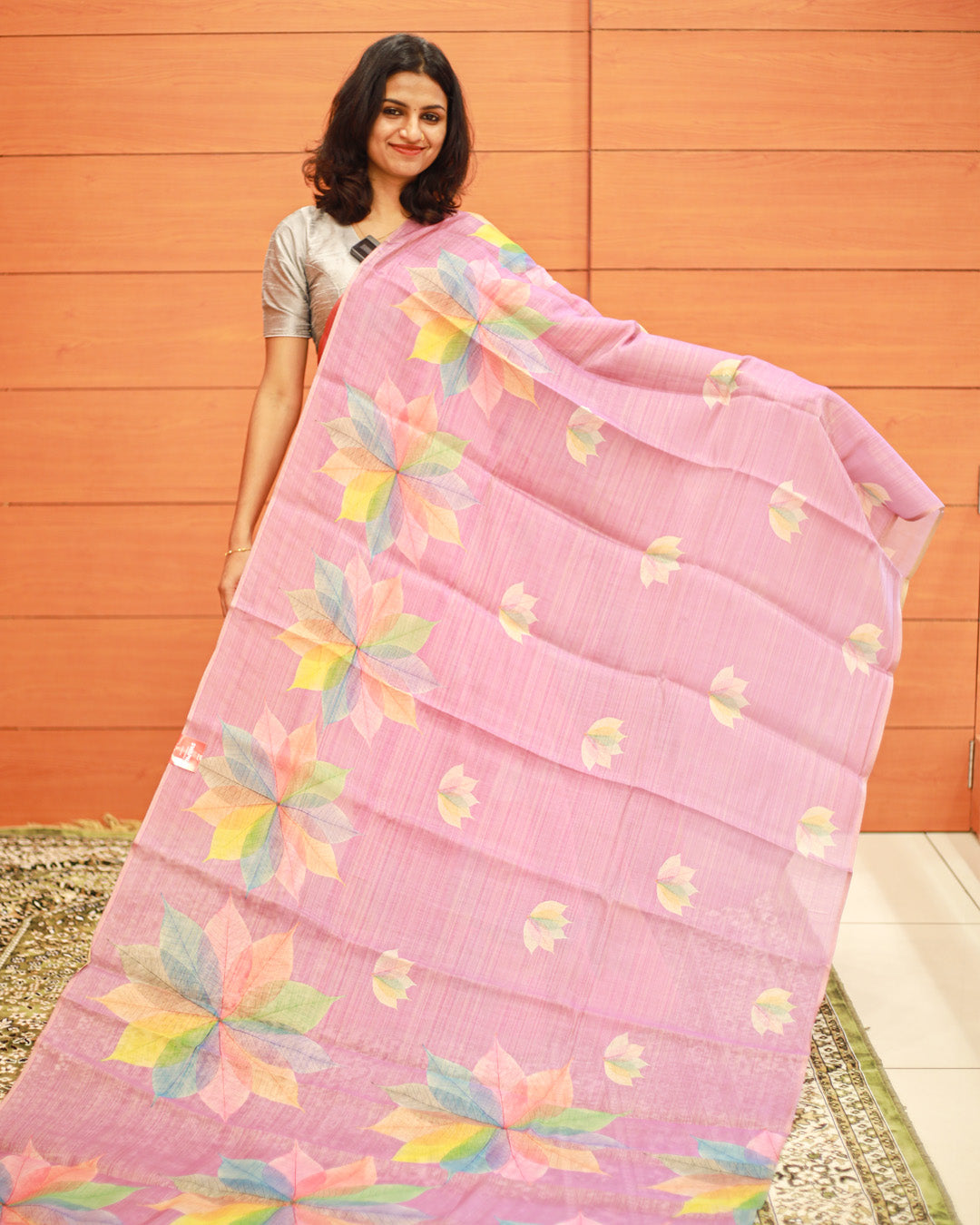 Floral Print Tissue Fancy Sarees - 1196