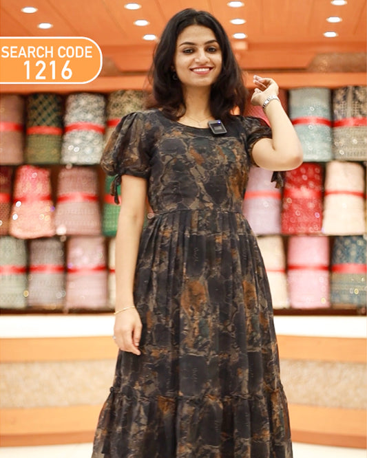 Women's Printed Umbrella Kurti - 1216