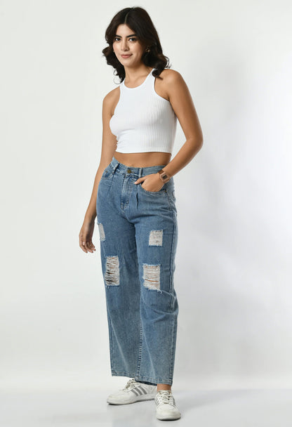 Women's Collarbone Crop Top - 7051