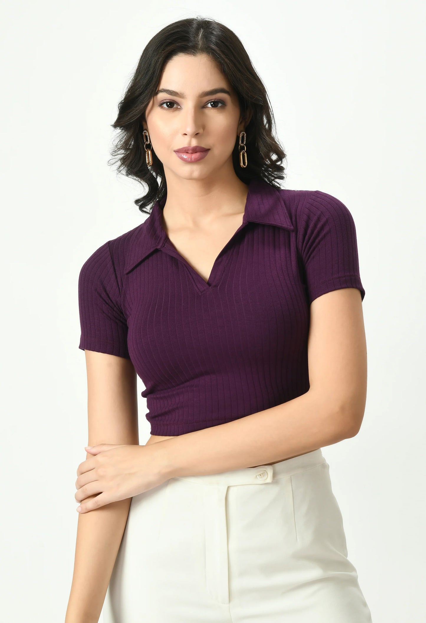 Women's Polo Crop Top - 7056