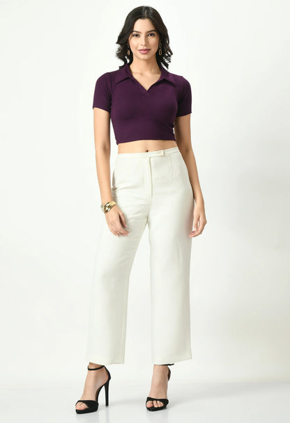 Women's Polo Crop Top - 7056