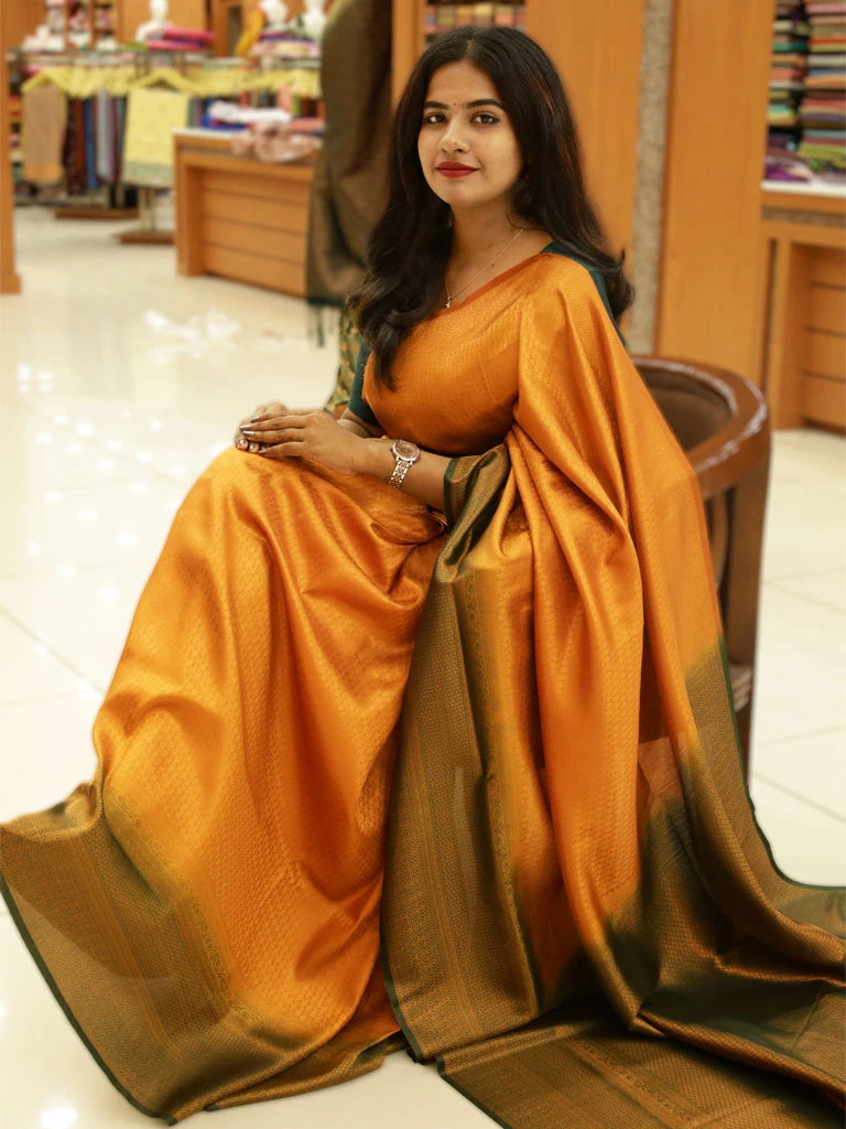 Mango Yellow Banarasi Art Silk Saree - ESR03