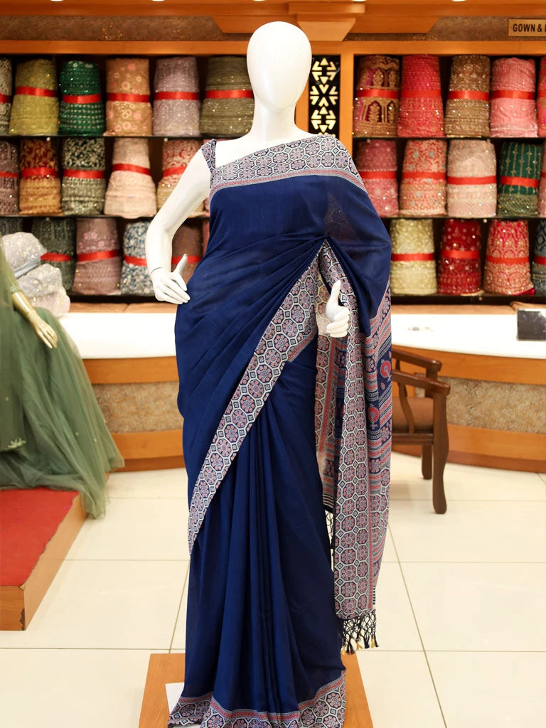 Ajrakh Vichitra Silk Saree - ESR13