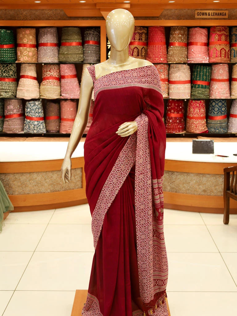 Ajrakh Vichitra Silk Saree - ESR13