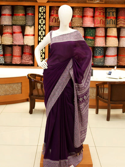 Ajrakh Vichitra Silk Saree - ESR13