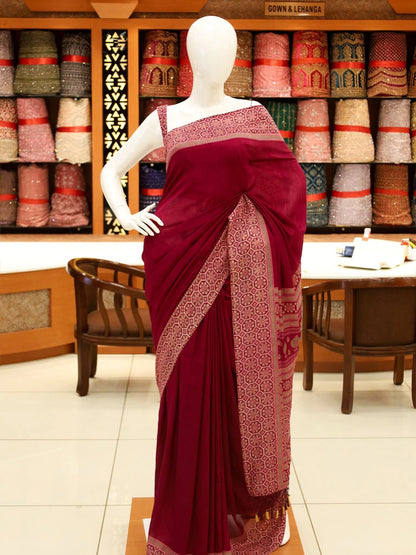 Ajrakh Vichitra Silk Saree - ESR13